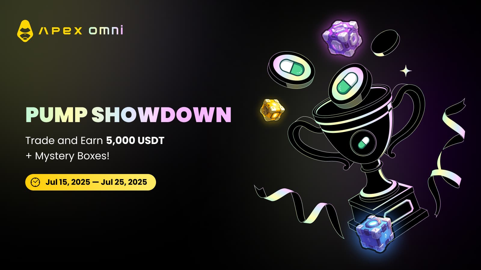 💥PUMPショーダウン開催中：取引して5,000 USDT＆ミステリーボックスを獲得しよう！