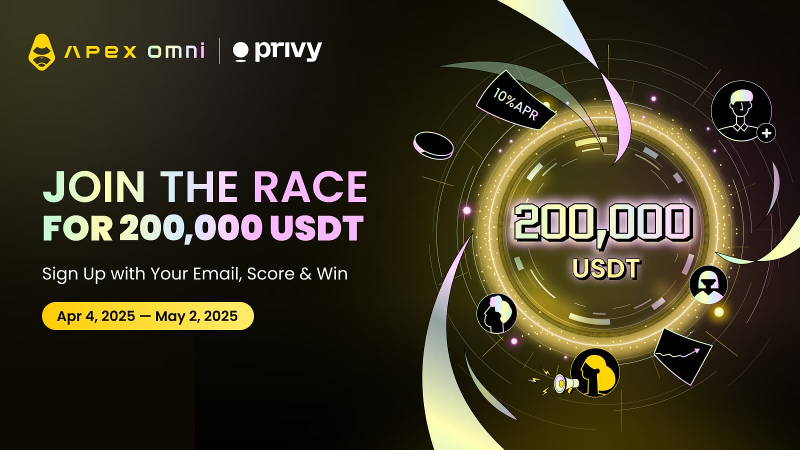 ApeX x Privy: Регистрируйтесь со своей почтой & Зарабатывайте из пула в 200,000 USDT!
