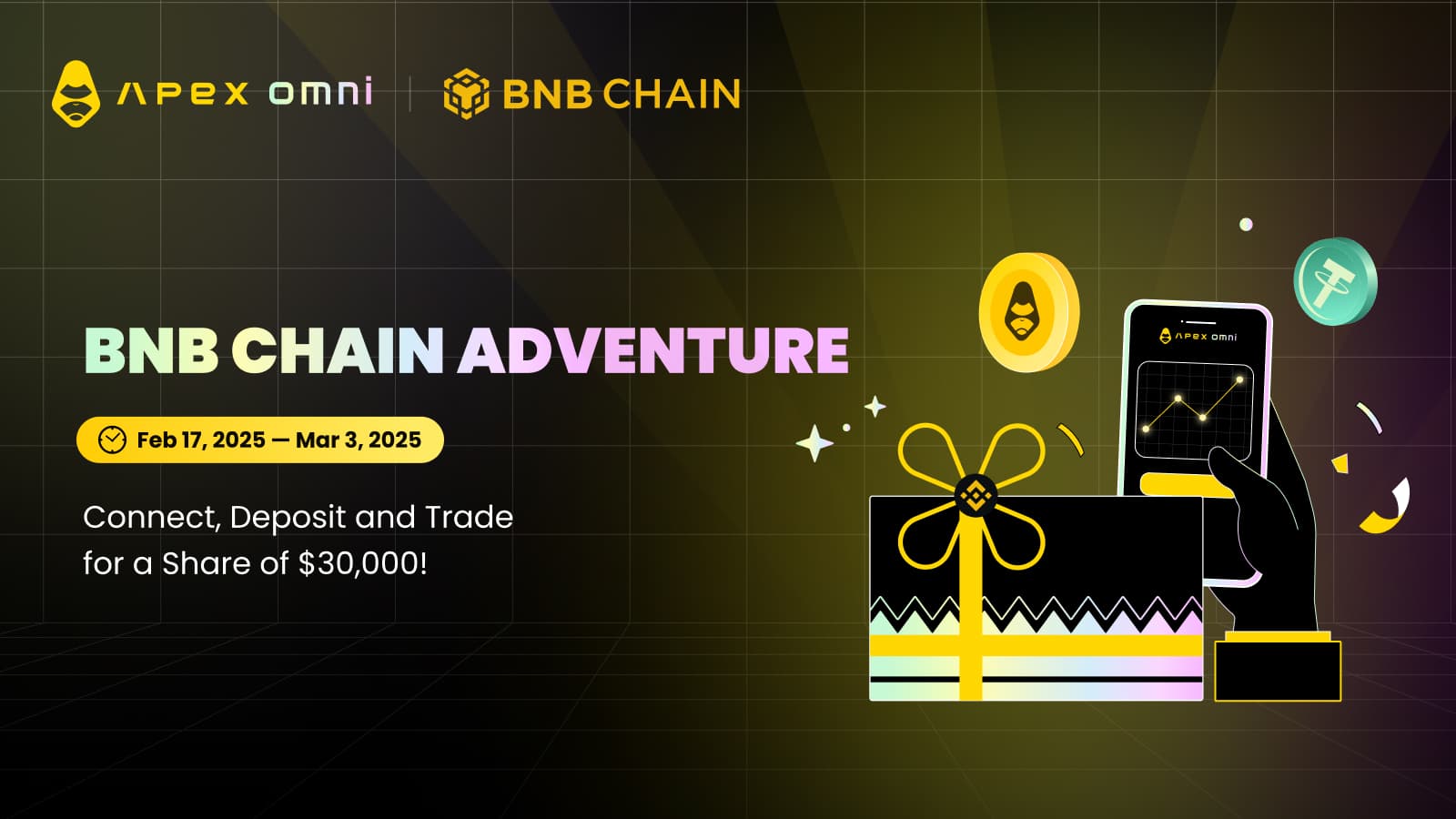 ApeX の BNB チェーンアドベンチャーで総額 30,000 USDT を獲得しよう！