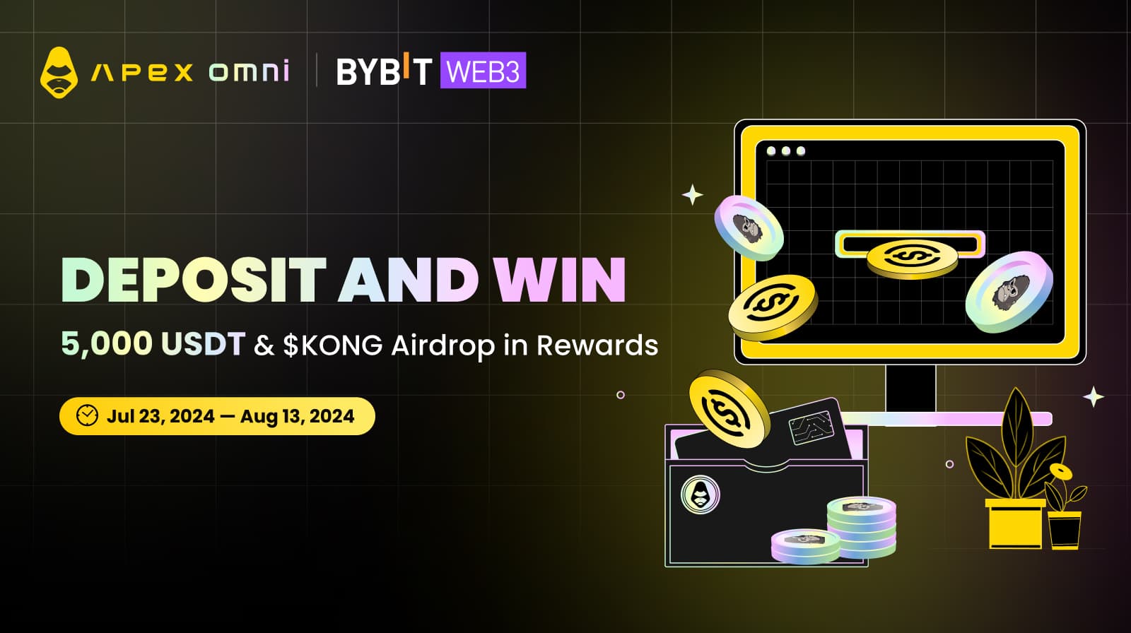 Bybit Web3 x ApeX Omni: 5,000 USDTを獲得し、KONGエアドロップに参加しよう