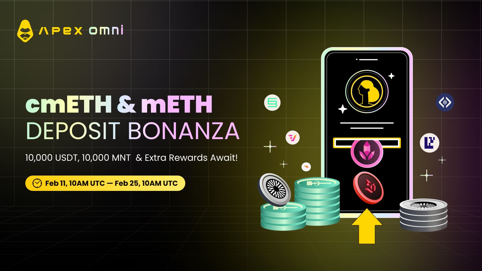 cmETH & mETH 入金ボナンザ:10,000 USDT、10,000 MNT および追加報酬が待っています!