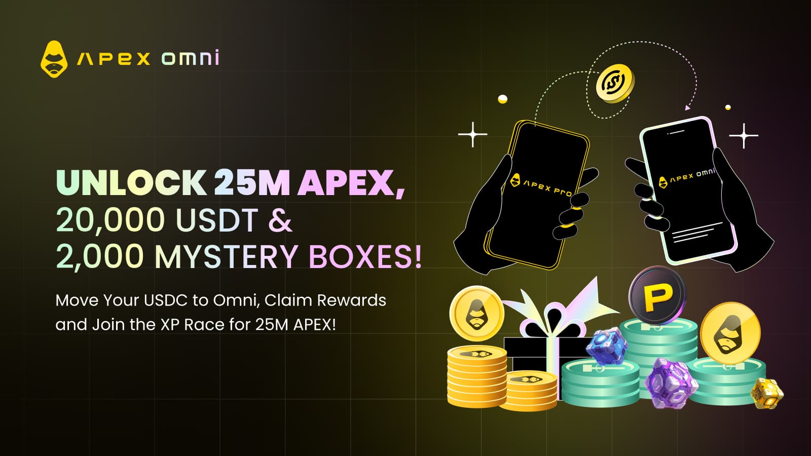 Boost de Migration Omni : Débloquez 25 000 000 APEX, 20 000 USDT et 2 000 Mystery Boxes