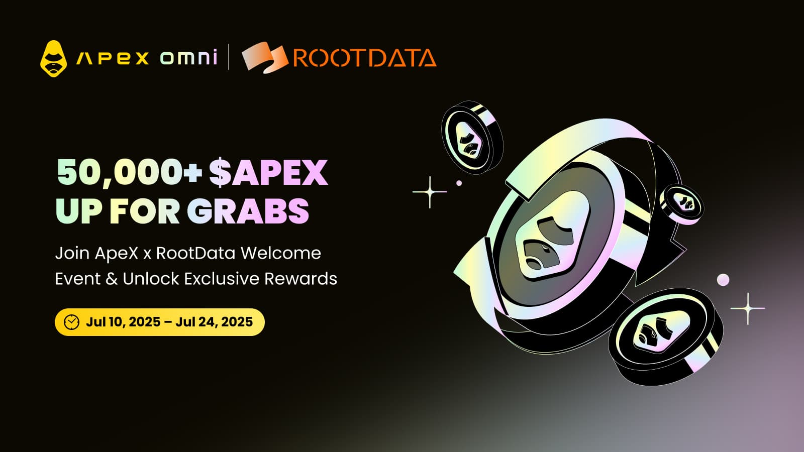RootData x ApeX Welcome Bonanza: Earn 50,000+ $APEX and Exclusive RootData API Access