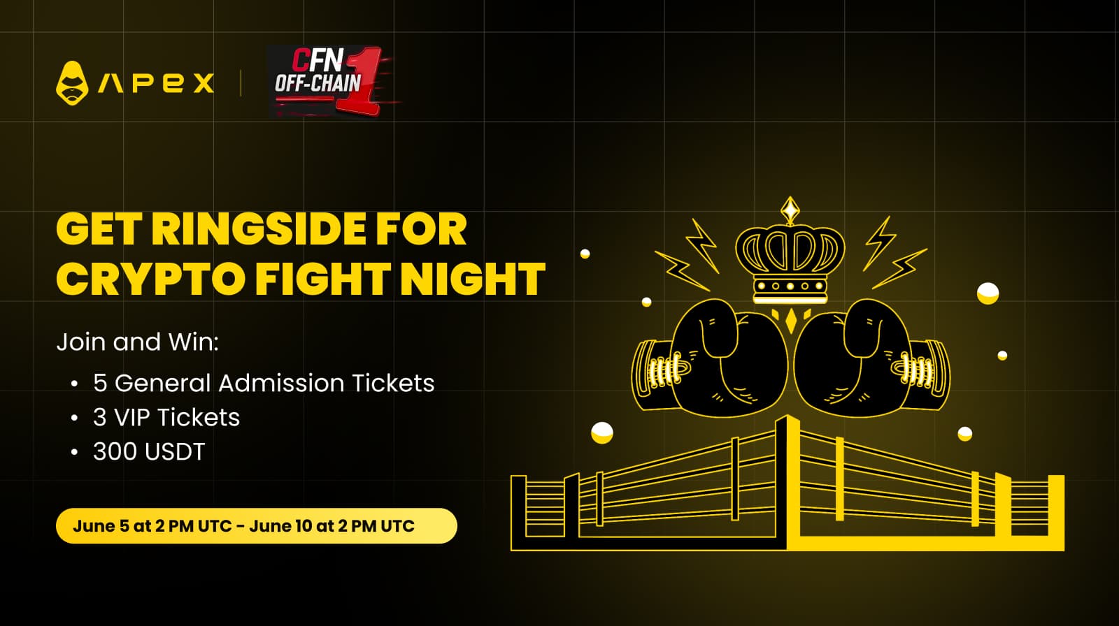 Get Ringside for Crypto Fight Night —Win VIP and General Admission Tickets, plus USDT in rewards