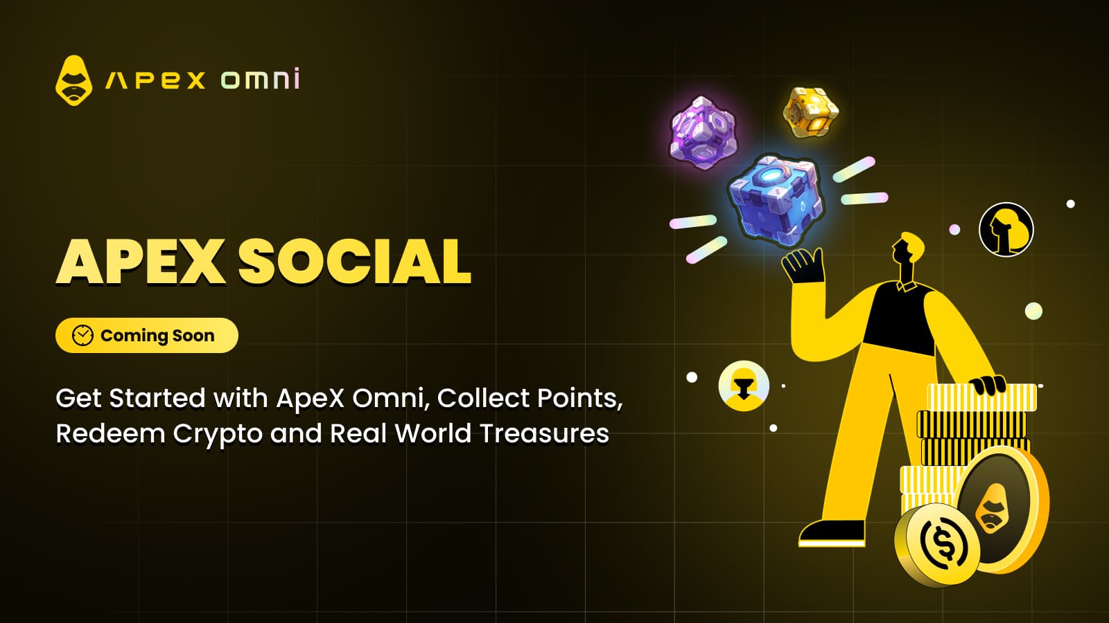 Ваше 3-х Шаговое Руководство по Работе с ApeX Omni и получению Социальных Очков ApeX для получения крипто- и физических призов.