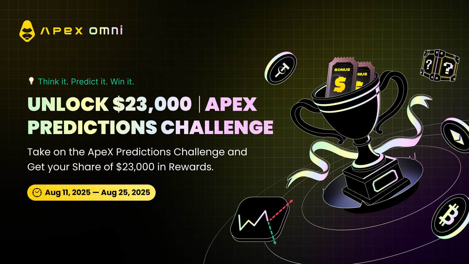 🔮 未来を予測できる?ApeX Omniで総額23,000 USDTを手に入れよう